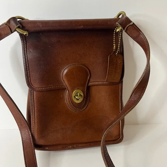 Vintage Coach Murphy Turnlock Leather Crossbody Bag British Tan Leather - Picture 1 of 12